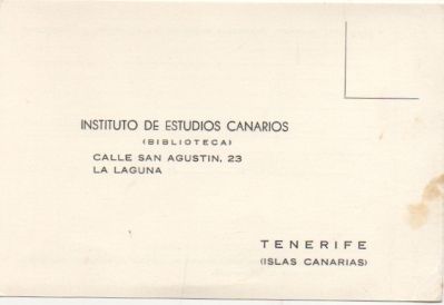 TARJETA POSTAL. RESPUESTA COMERCIAL. INSTITUTO DE ESTUDIOS CANARIOS