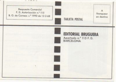TARJETA POSTAL. RESPUESTA COMERCIAL. EDITORIAL BRUGUERA