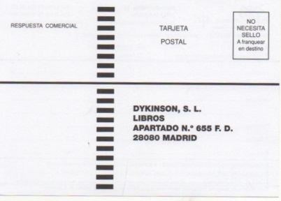 TARJETA POSTAL. RESPUESTA COMERCIAL. EDITORIAL DYKINSON S.L.