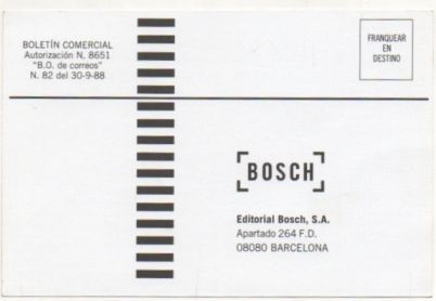 TARJETA POSTAL. RESPUESTA COMERCIAL. EDITORIAL BOSCH S.A.