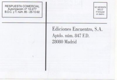 TARJETA POSTAL. RESPUESTA COMERCIAL. EDICIONES ENCUENTRO S.A.