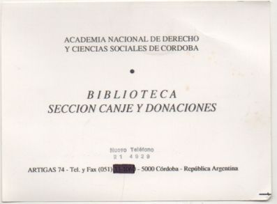 TARJETA POSTAL. RESPUESTA COMERCIAL. ACADEMIA NACIONAL DE DERECHO