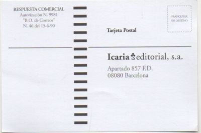 TARJETA POSTAL. RESPUESTA COMERCIAL. ICARIA EDITORIAL S.A.