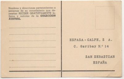 TARJETA POSTAL. RESPUESTA COMERCIAL. ESPASA - CALPE S.A.