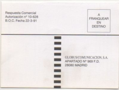 TARJETA POSTAL. RESPUESTA COMERCIAL. GLOBUS/COMUNICACIÓN S.A.