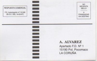 TARJETA POSTAL. RESPUESTA COMERCIAL. EDITORIAL A. ALVAREZ