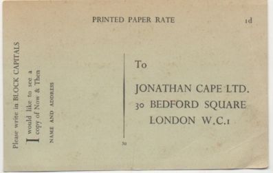 TARJETA POSTAL. RESPUESTA COMERCIAL. EDITORIAL JONATAHN CAPE LTD.