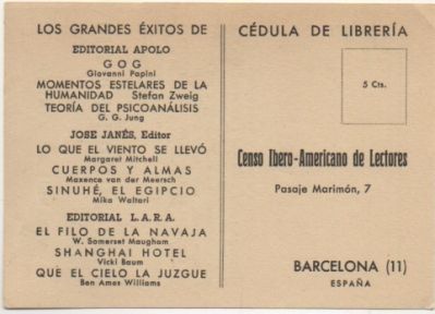 TARJETA POSTAL. RESPUESTA COMERCIAL. CENSO IBERO-AMERICANO DE LECTORES