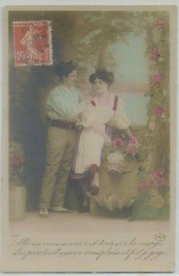POSTAL ROMANTICA. ALLONS VOUS SOURIEZ ET TOURNEZ LE VISAGE..