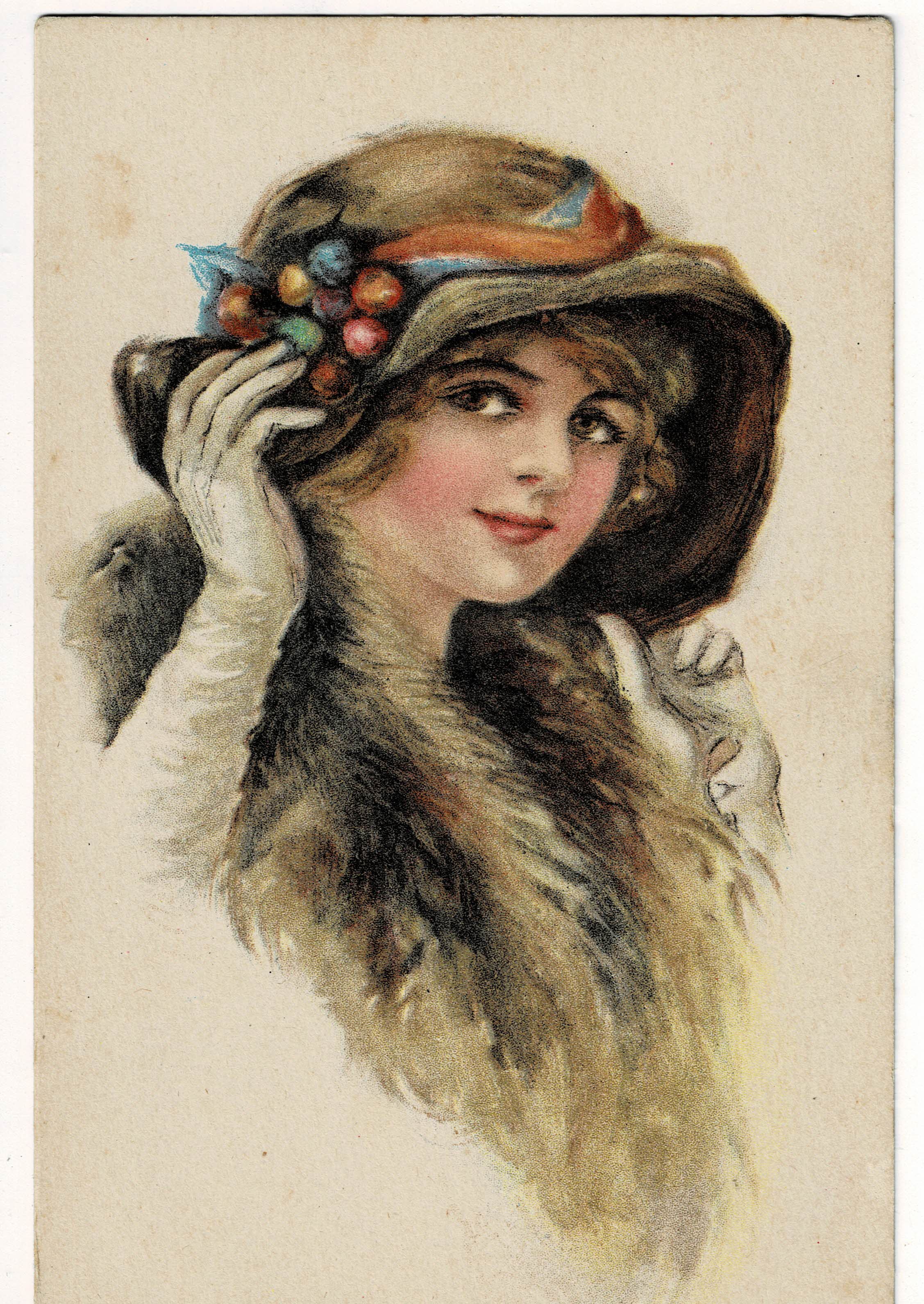 POSTAL ROMANTICA DIBUJO MUJER.