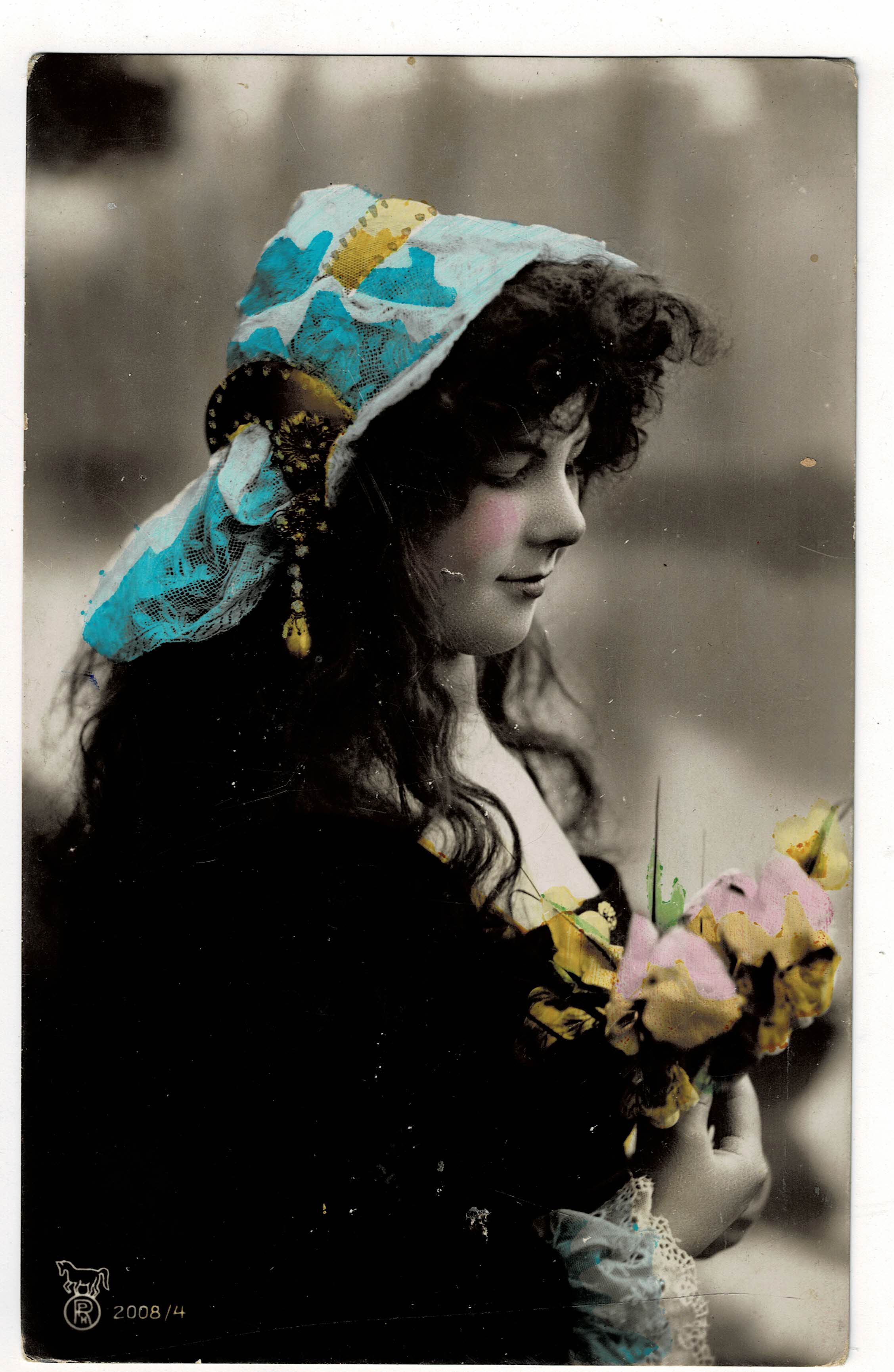 POSTAL ROMANTICA MUJER COLOR.