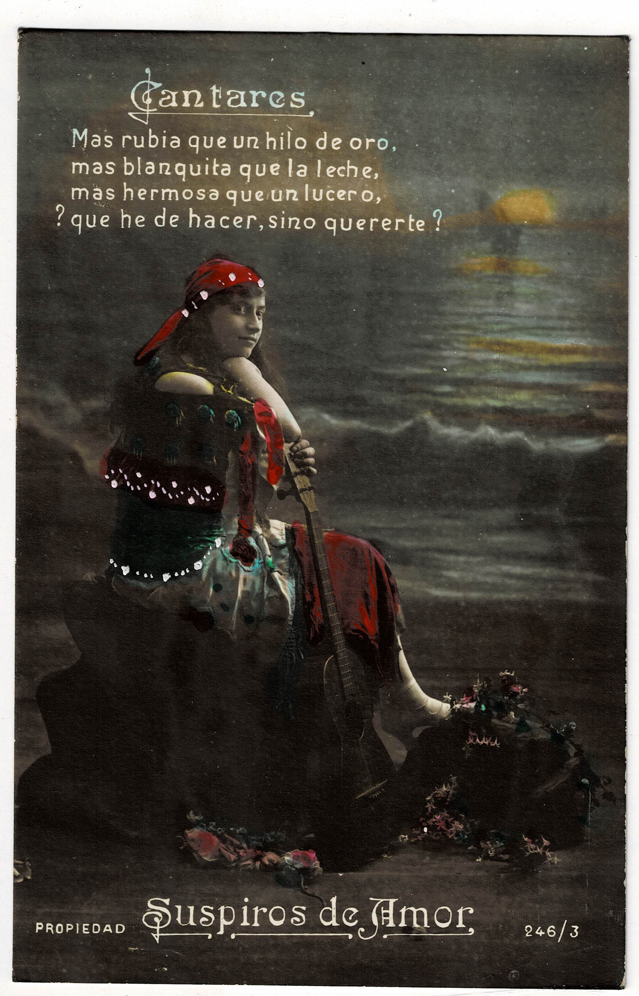 POSTAL ROMANTICA SUSPIROS DE AMOR. CANTARES.