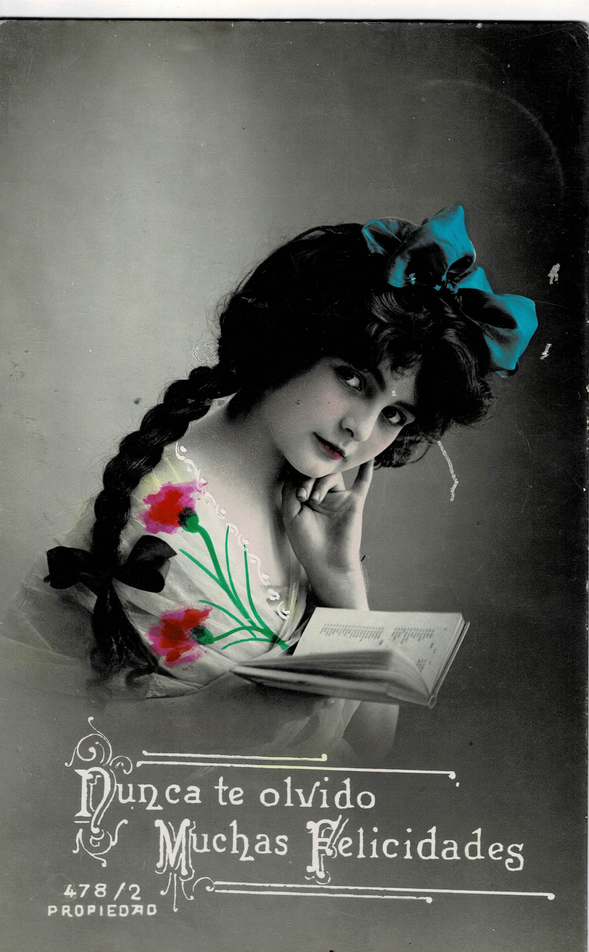 POSTAL ROMANTICA MUJER FELICITACION.