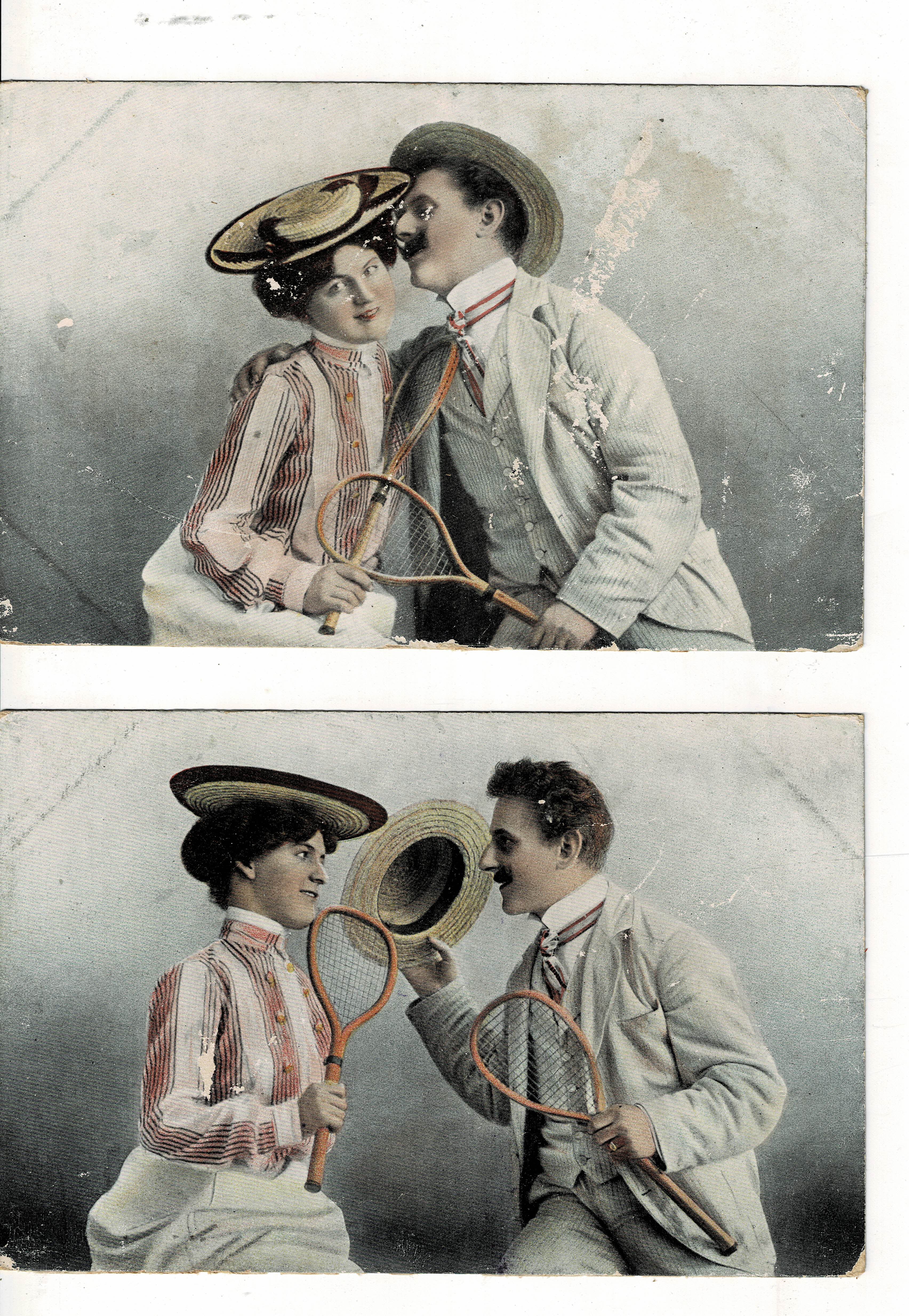 LOTE DE 2 POSTALES ROMANTICAS DE PAREJAS.