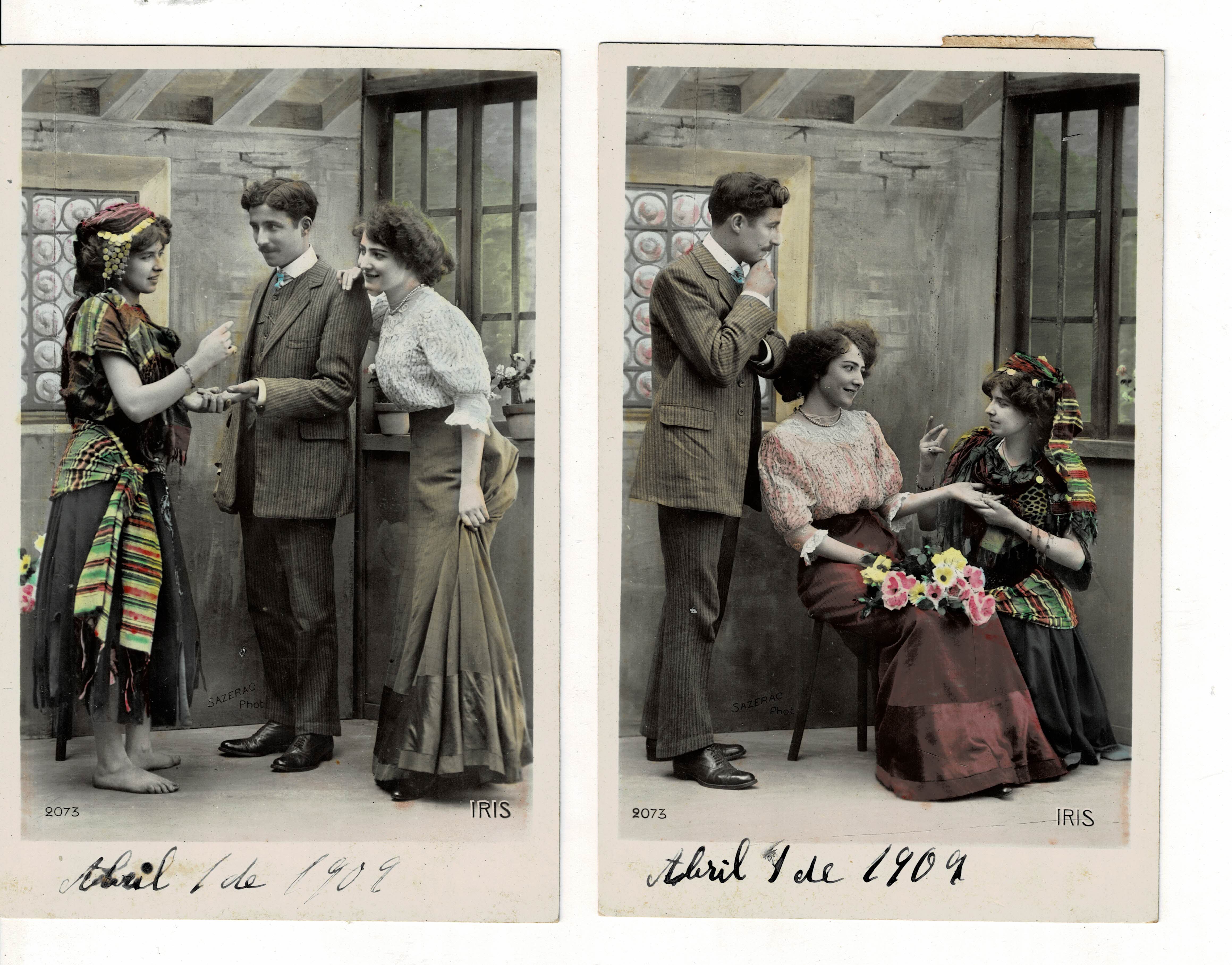 LOTE DE 2 POSTALES ROMANTICAS DE PAREJAS.