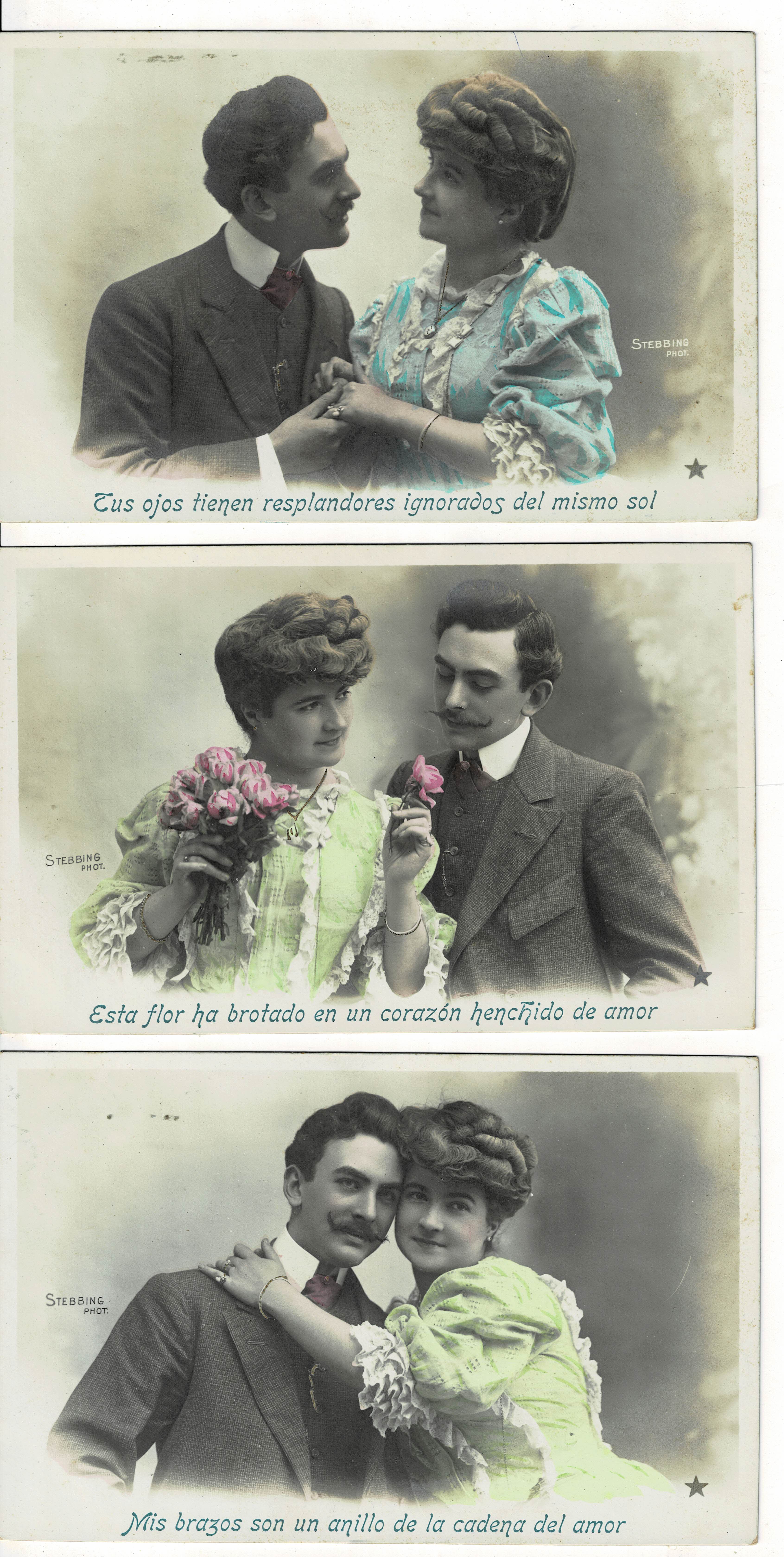 LOTE DE 3 POSTALES  ROMANTICAS DE PAREJAS.