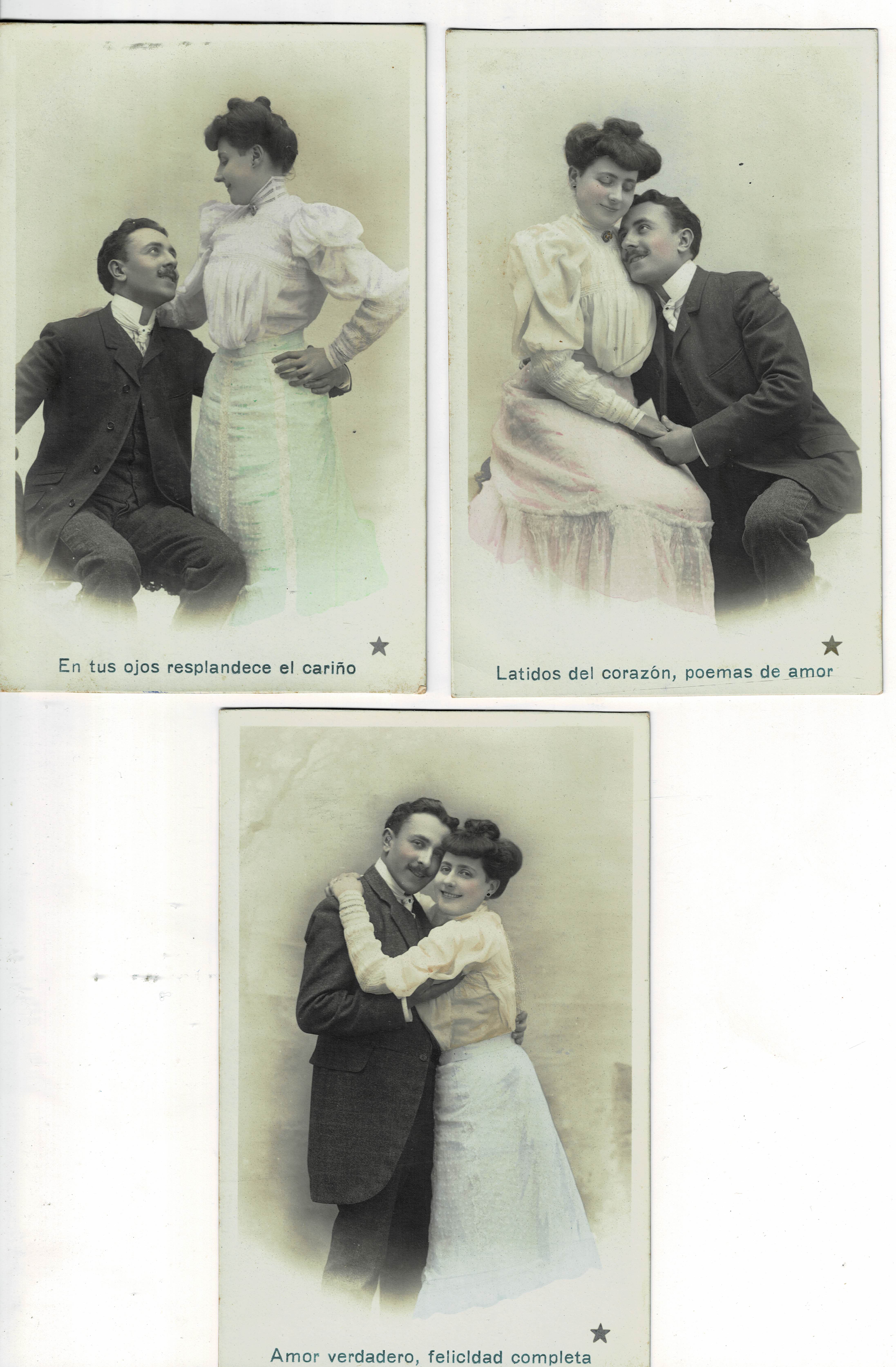 LOTE DE 3 POSTALES  ROMANTICAS DE PAREJAS.