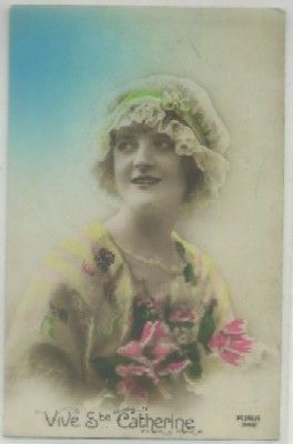 POSTAL ROMANTICA FRANCESA. VIVE STA. CATHERINE