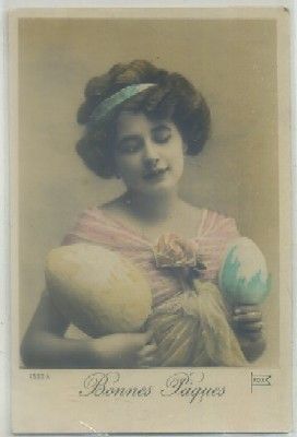 POSTAL ROMANTICA FRANCESA. BONNE PAQUES
