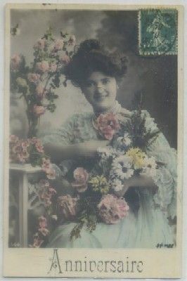 POSTAL ROMANTICA FRANCESA. ANNIVERSAIRE