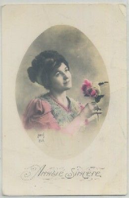 POSTAL ROMANTICA FRANCESA. AMITIE SINCERE
