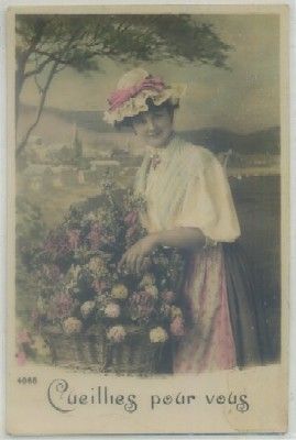POSTAL ROMANTICA FRANCESA. CUEILLIES POUR VOUS