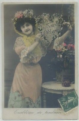 POSTAL ROMANTICA FRANCESA. VIVE SAINTE CATHERINE