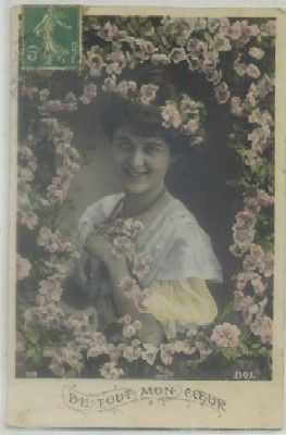 POSTAL ROMANTICA FRANCESA. DE TOUT MON COEUR