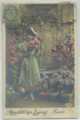 POSTAL ROMANTICA FRANCESA. AUJOURD'HUI ST. MARIE