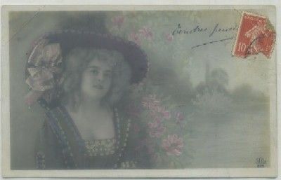 POSTAL ROMANTICA FRANCESA. SEÑORITA