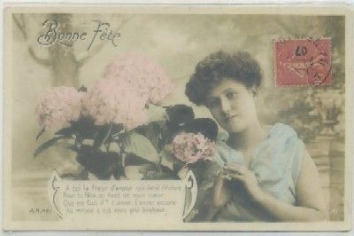 POSTAL ROMANTICA FRANCESA. BONNE FETE