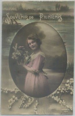 POSTAL ROMANTICA FRANCESA. SOUVENIR DE PRINTEMPS