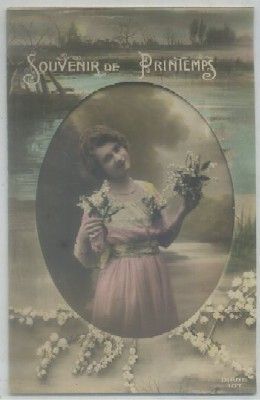 POSTAL ROMANTICA FRANCESA. SOUVENIR DE PRINTEMPS