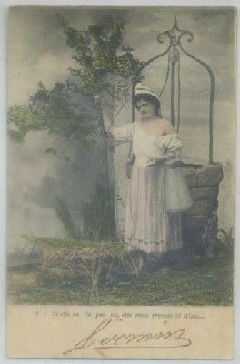 POSTAL ROMANTICA FRANCESA. SI ELLE NE L'A PAS VU, ELLE RESTE REVEUSE ET TRISTE..