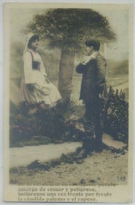 POSTAL ROMANTICA FRANCESA. DE LA EXISTENCIA EN EL ANGOSTO PUENTE….