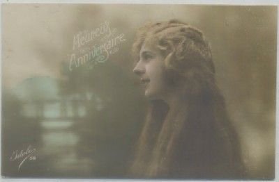POSTAL ROMANTICA FRANCESA. HEREUX ANNIVERSAIRE