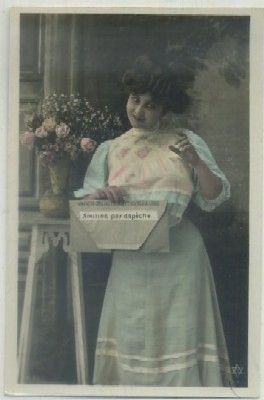 POSTAL ROMANTICA FRANCESA. AMITIES PAR DEPECHE