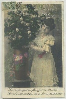 POSTAL ROMANTICA FRANCESA. BONNE FETE