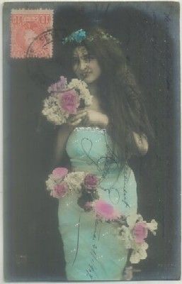 POSTAL ROMANTICA ANTIGUA. SEÑORITA