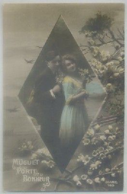 POSTAL ROMANTICA. MUGUET PORTE BONHEUR