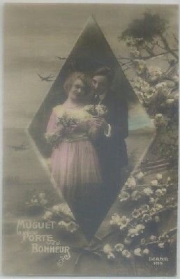 POSTAL ROMANTICA. MUGUET PORTE BONHEUR