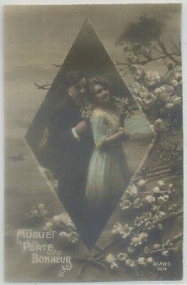 POSTAL ROMANTICA: MUGUET PORTE BONHEUR