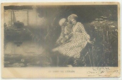 POSTAL ROMANTICA: AUN BORD DE L'ETANG