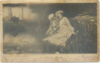 POSTAL ROMANTICA: AUN BORD DE L'ETANG