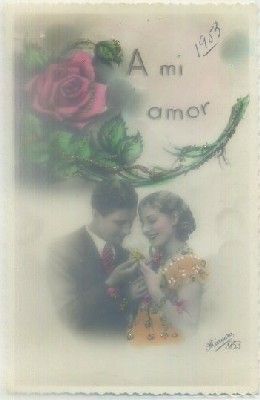 POSTAL ROMANTICA: A MI AMOR. CON INCUSTRACIONES BRILLANTES