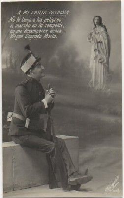 POSTAL ROMANTICA MILITAR. A MI SANTA PATRONA. NO LE TEMO A LOS PELIGROS…