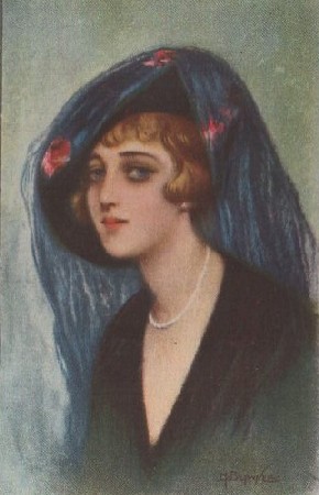 POSTAL ROMANTICA. SEÑORITA