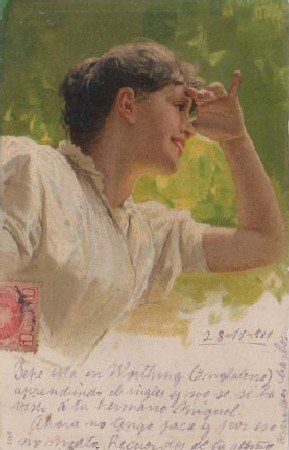 POSTAL ROMANTICA. SEÑORITA