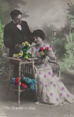 POSTAL ROMANTICA. PAREJA HOMBRE Y MUJER POR TU AMOR YO VIVO