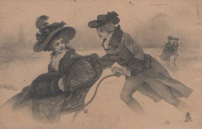 POSTAL ROMANTICA. PAREJA HOMBRE Y MUJER